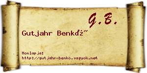 Gutjahr Benkő névjegykártya